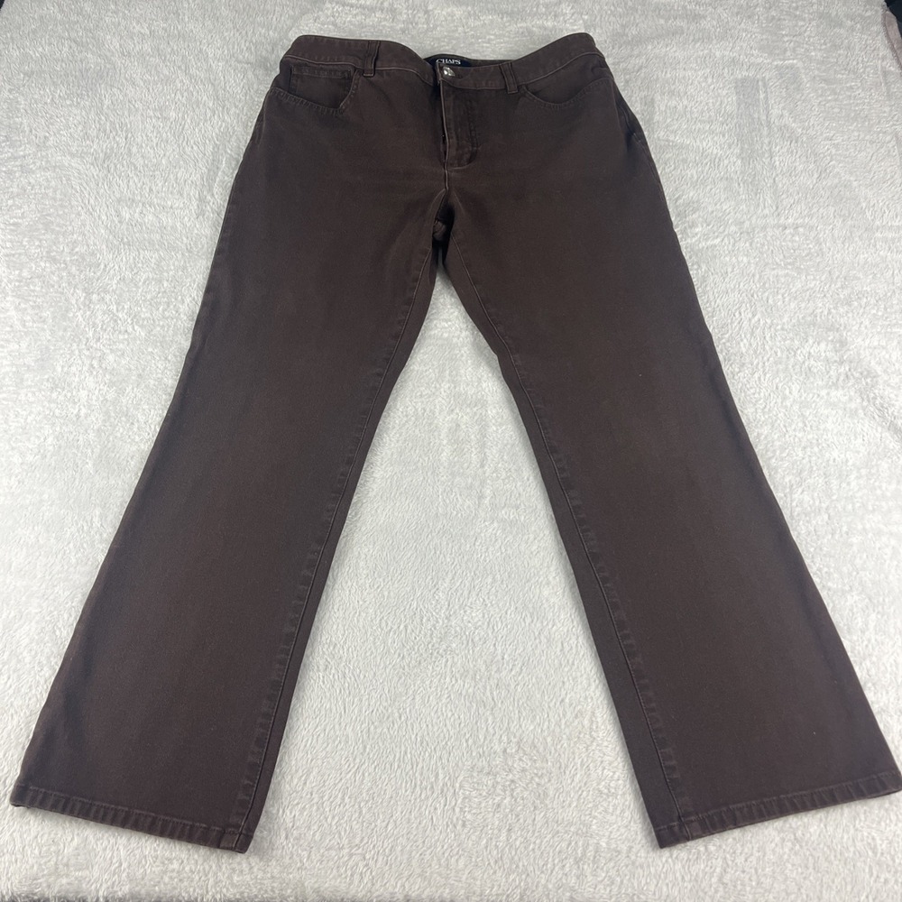 Chaps Straight Leg Pants Women 12 Brown Casual Mid-Rise Trousers